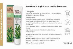 Pasta dental orgánica con semilla de cañámo