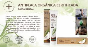 Pasta dental antiplaca bacteriana orgánica certificada