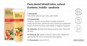 Pasta dental infantil niños, natural  Ecodenta , frutilla – zanahoria