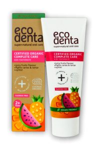 Pasta de dientes infantil orgánica certificada con sabor a frutas jugosas, sin flúor, 75 ml